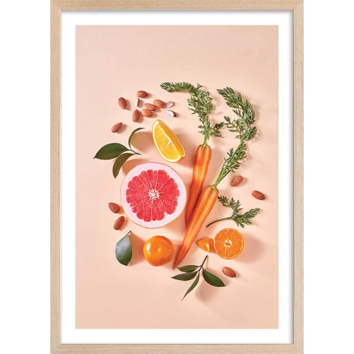 Affiche shot de vitamine c Affiche sous cadre bois