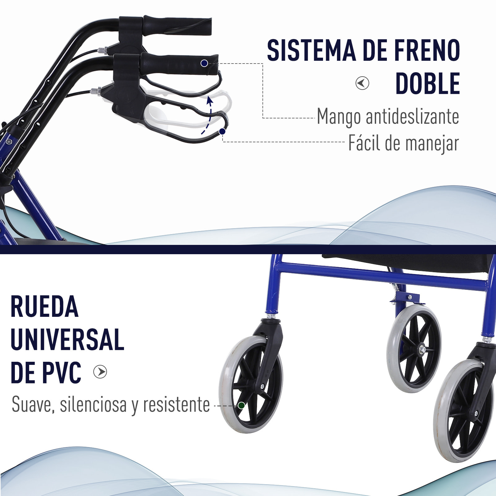 Andador para Adultos con Asiento Ajustable y Reposapiés Plegable 77x55.5x84-93 cm