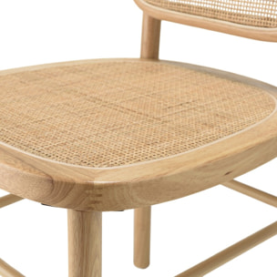 AGATHE - Chaise en bois d'Hévéa, dossier et assise en rotin naturel