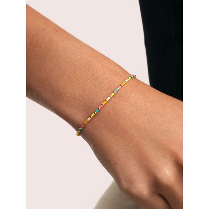 Pulsera Sweet Colors Acero Baño Oro