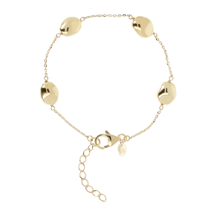 Bracciale in Argento 925 placcato Oro Giallo 18Kt con Catena Rolo e Pepite Lucide