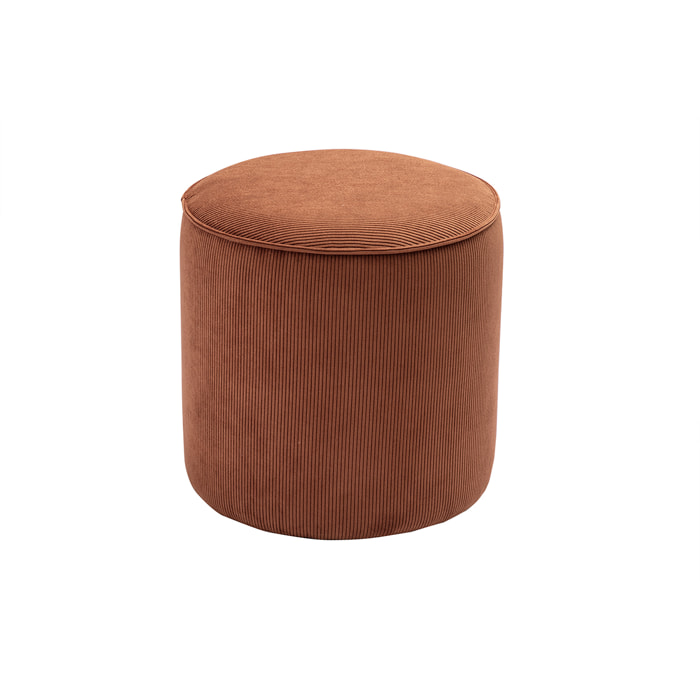 Pouf rond en velours côtelé terre brûlée D40 cm PAUL