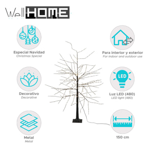 árbol decorativo con 600 led blancos cálidos - altura 150cm