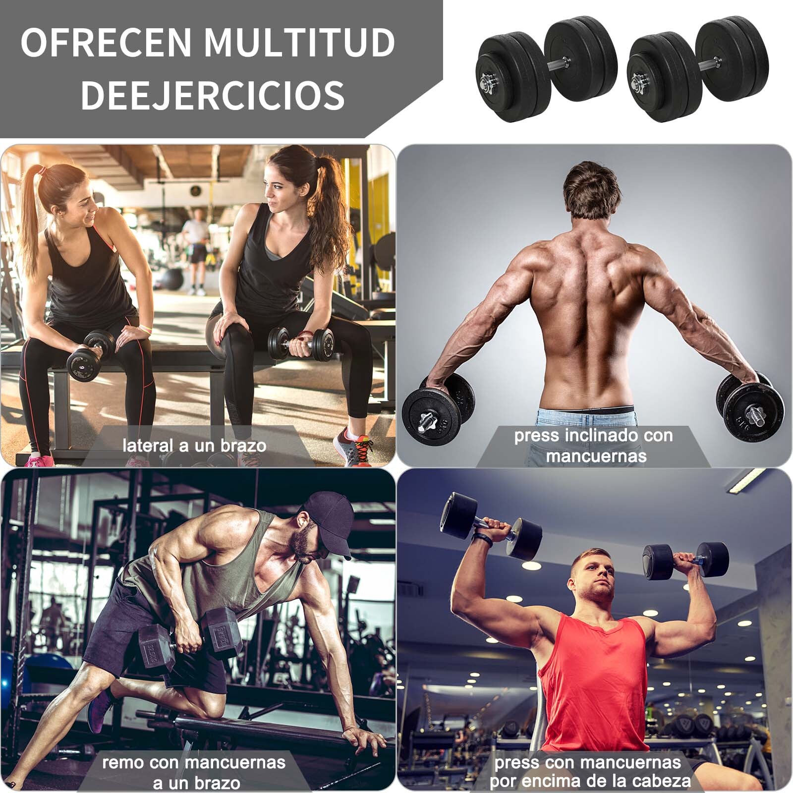 Juego de Mancuernas Ajustables Juego de Pesas y Mancuernas 8x5 kg 4x1,5 kg y 2 Barras Total 50 kg para Ejercicio Entrenamiento en Casa Gimnasio Oficina Negro