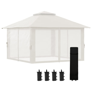 Tonnelle barnum de jardin pop-up pliant 3,92L x 3,92l x 2,83H m sacs de lestage et transport inclus crème