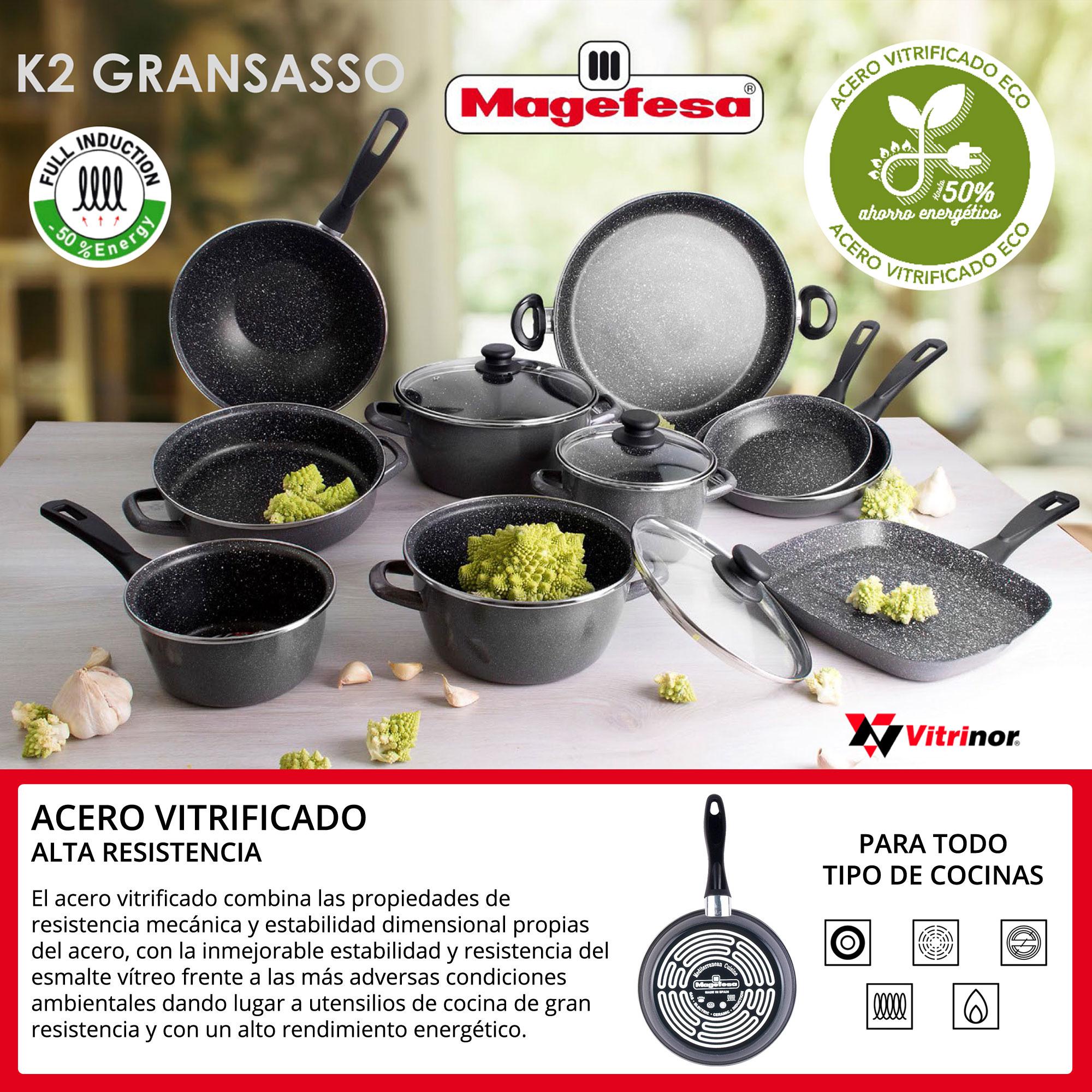 Magefesa K2 GRANSASSO tartera 24, acero esmaltado vitrificado, en gris, inducción y lavavajillas