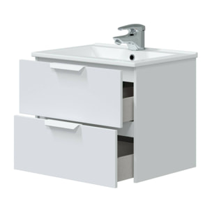 Mobile sottolavabo Arzano, Mobiletto da bagno, Contenitore porta lavabo, Armadio per lavandino, 60x45 h50 cm, Bianco lucido