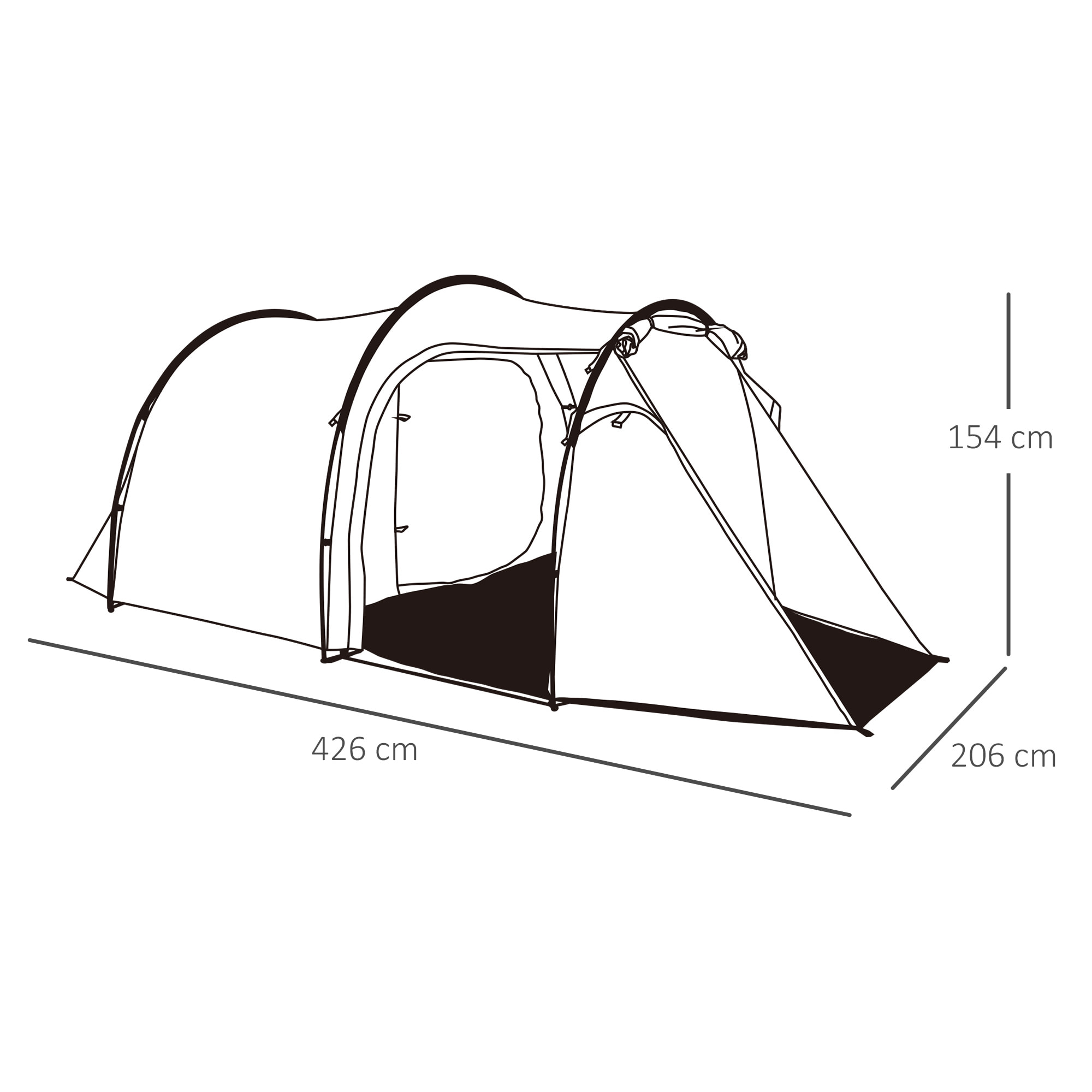 Tente de camping 2-3 pers. fibre verre polyester PE