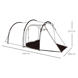 Tente de camping 2-3 pers. fibre verre polyester PE