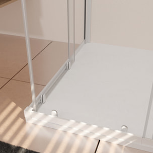 Porte de douche carrée blanc extensible 77 à 90cm de largeur - verre transparent - WHITY