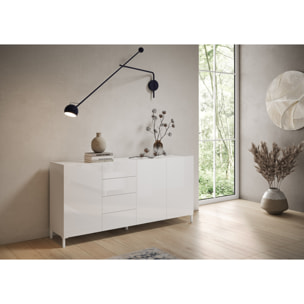 Madia 3 ante/4 cassetti 174x40x84 cm Solaria bianco lucido