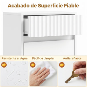 Armario de Baño Alto, Mueble Auxiliar de Baño Estrecho con Cajón, Diseño Acanalado, Estante Ajustable, Estantes Abiertos, para Espacios Pequeños, 33x30x172 cm, Blanco