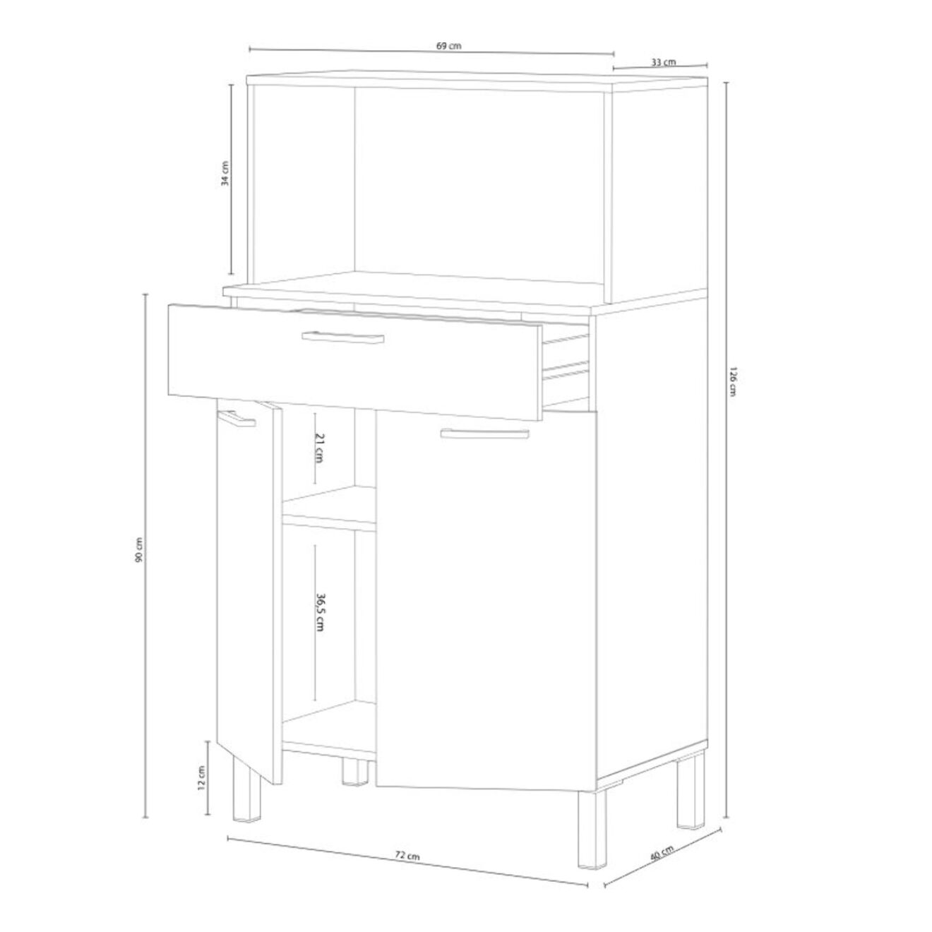 Alacena cocina Colin 2 Puertas Blanco Artik (Blanco Mate) - Roble Canadian