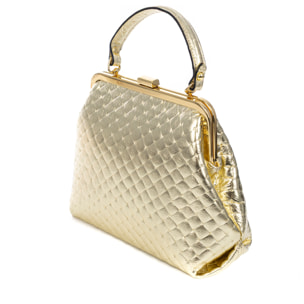 Arienzo bolso de mano mujer. Piel auténtica Gamuza con grabado entrelazado y lacada brillante.