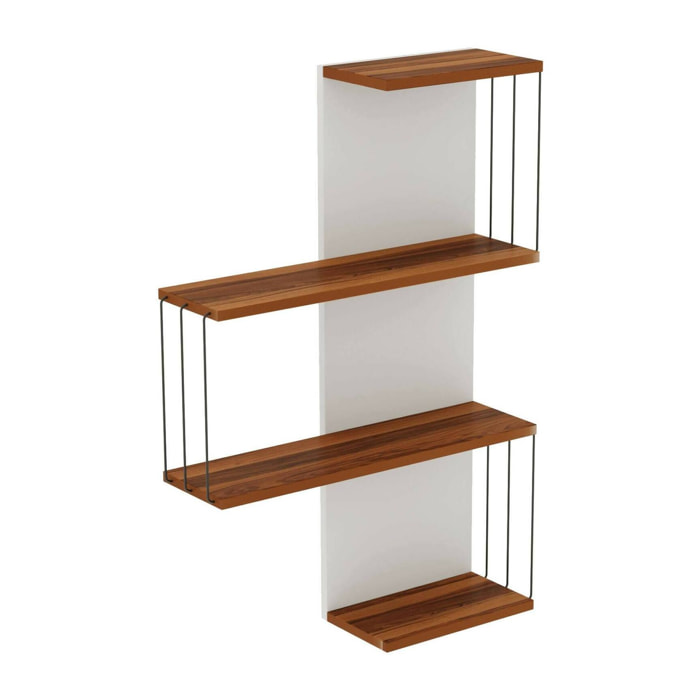 Mensola Batilda, Scaffale, Ripiano a muro, Scaffalatura multiuso, 64x19h96 cm, Quercia e Bianco