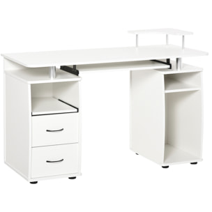 Bureau informatique multimédia multi-rangements 120L x 55l x 85H cm panneaux particules blanc