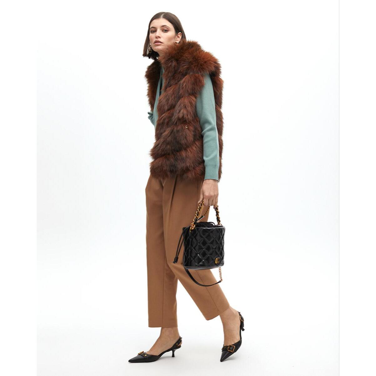 Gilet di Pelliccia con Stampa Interna