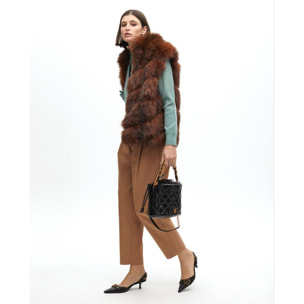 Gilet di Pelliccia con Stampa Interna