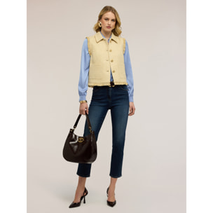 Motivi - Gilet in bouclé con frange - Giallo