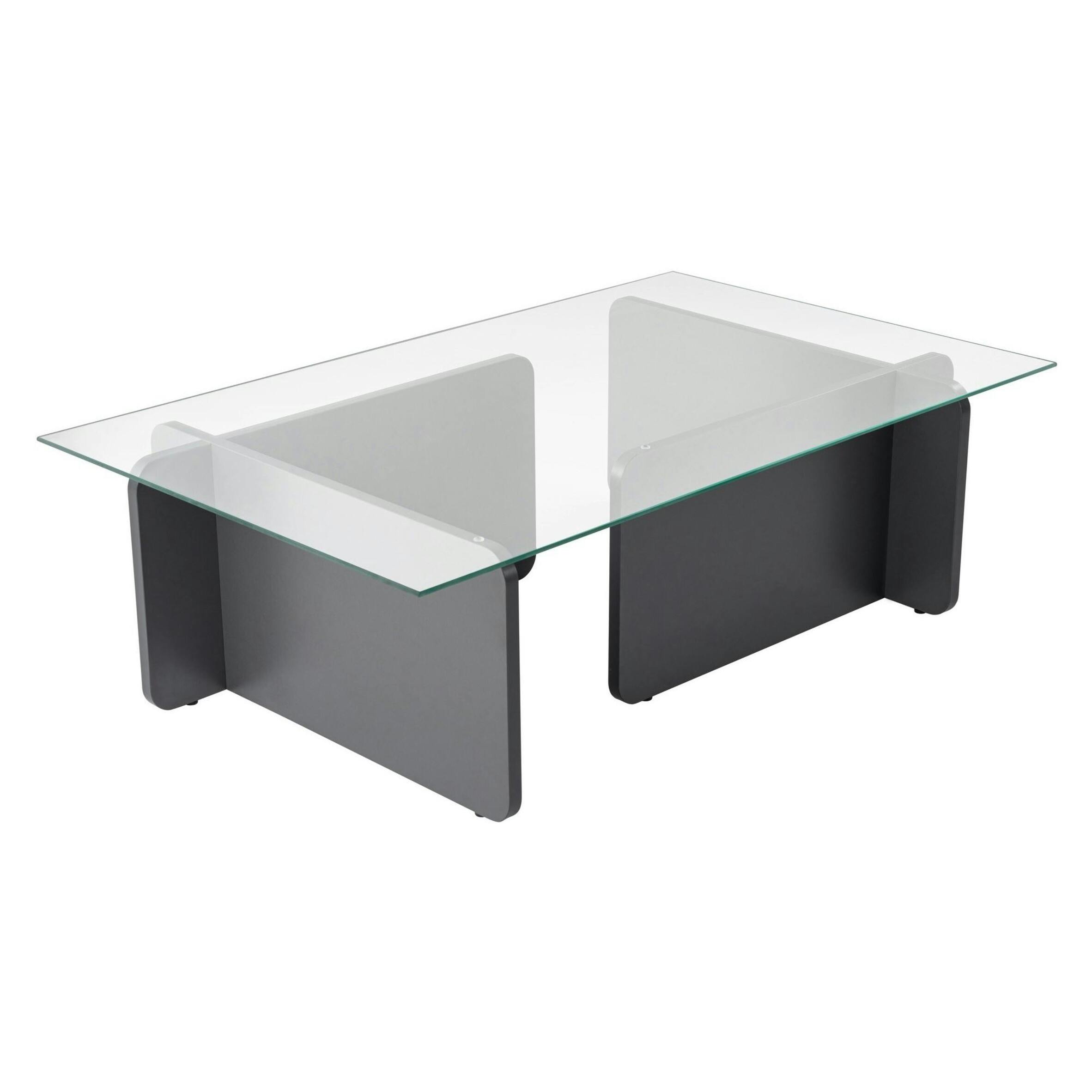 Table basse verre déstructurée – base gris anthracite SALTA