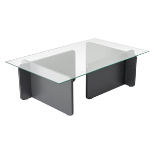 Table basse verre déstructurée – base gris anthracite SALTA