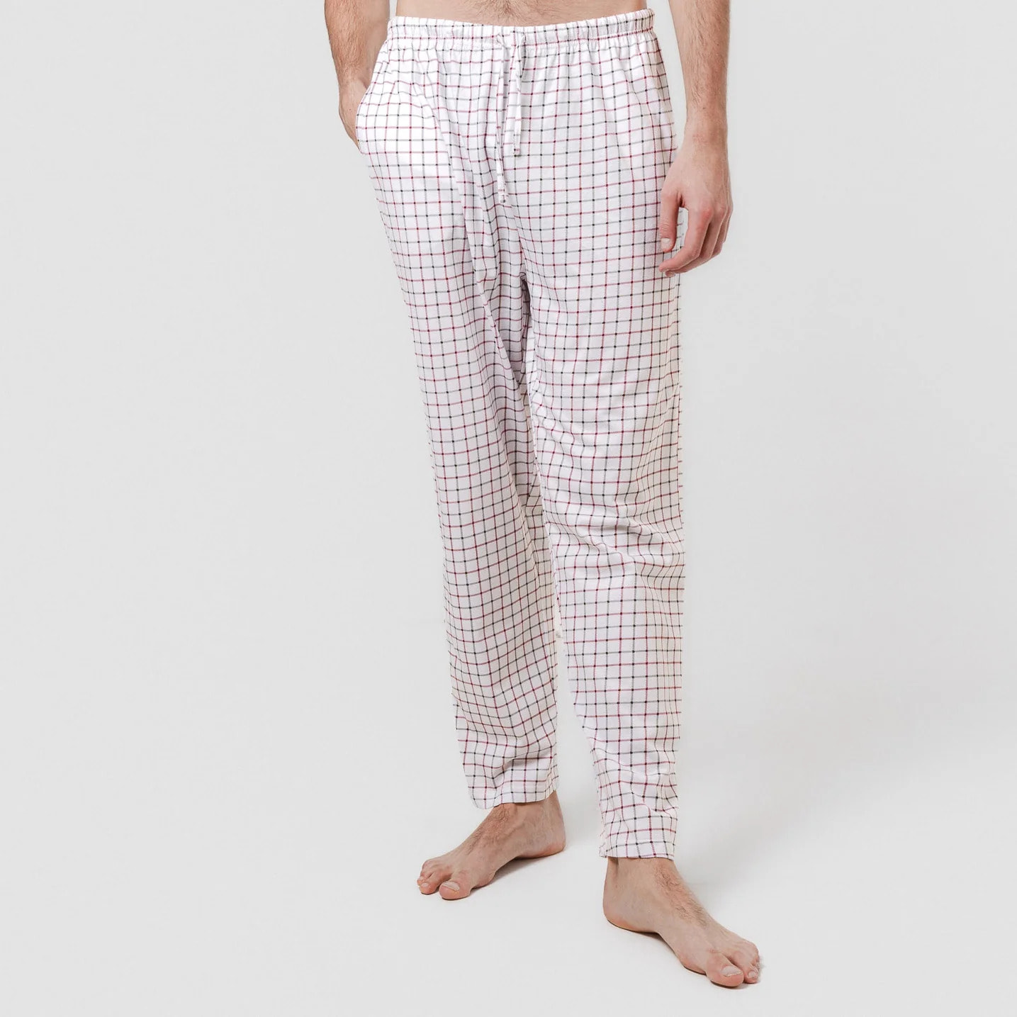 Pigiama lungo in cotone, hank bordeaux