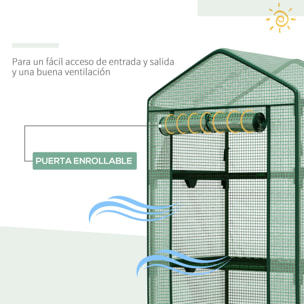 Invernadero de Terraza con 4 Estantes de Alambre y Puerta Enrollable 69x49x158cm