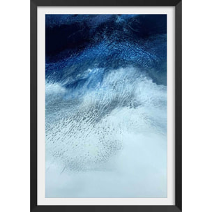 Poster bleu rivage Affiche + cadre en bois - Noir