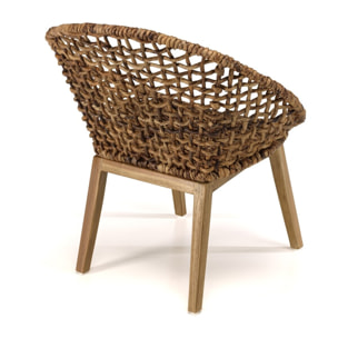 SIXTINE - Fauteuil dossier arrondi assise en abaca tressé