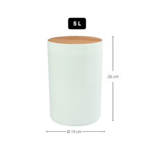 MSV Poubelle PP & Bambou OSLO 5L Blanc