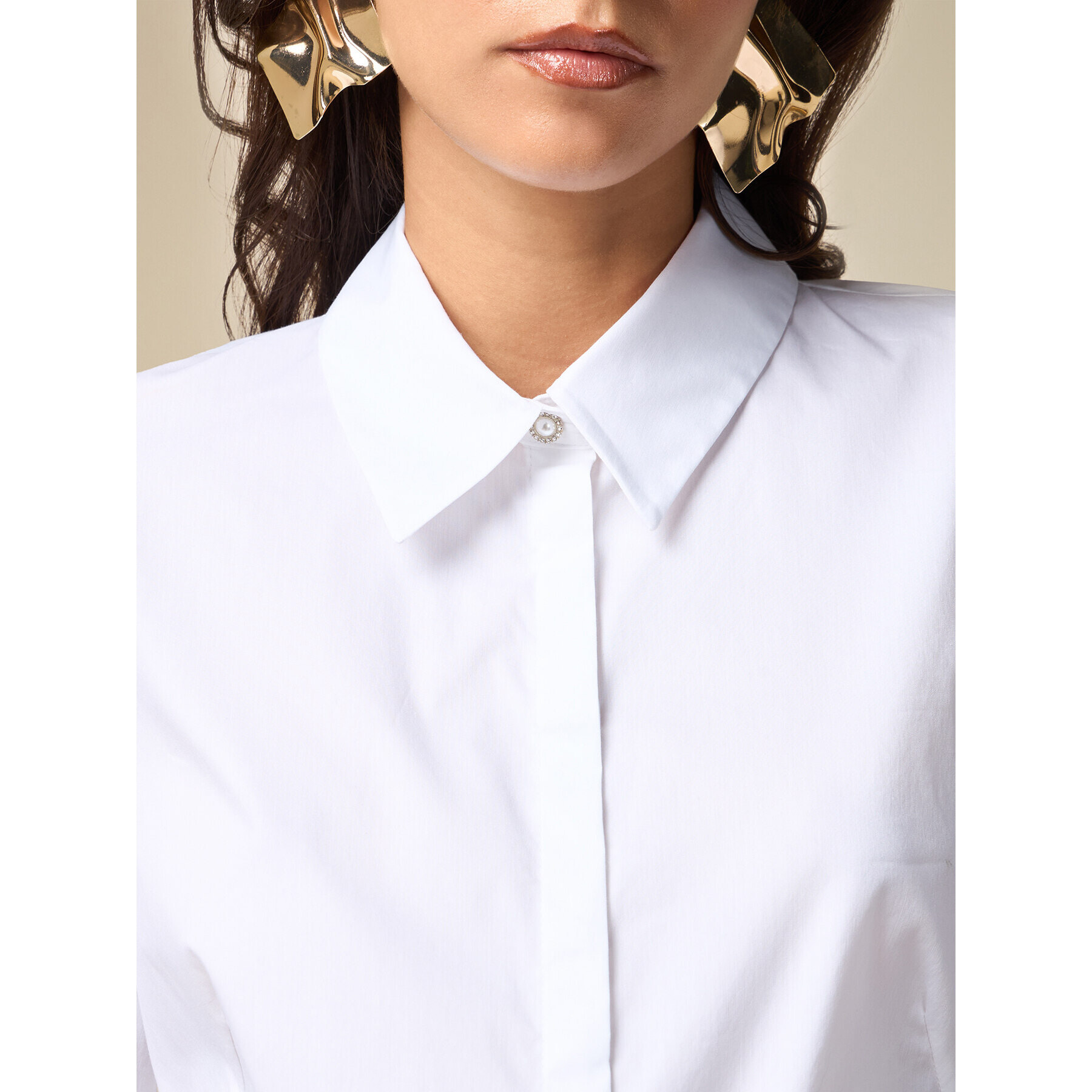 Oltre - Shirt with jewel button - Blanco