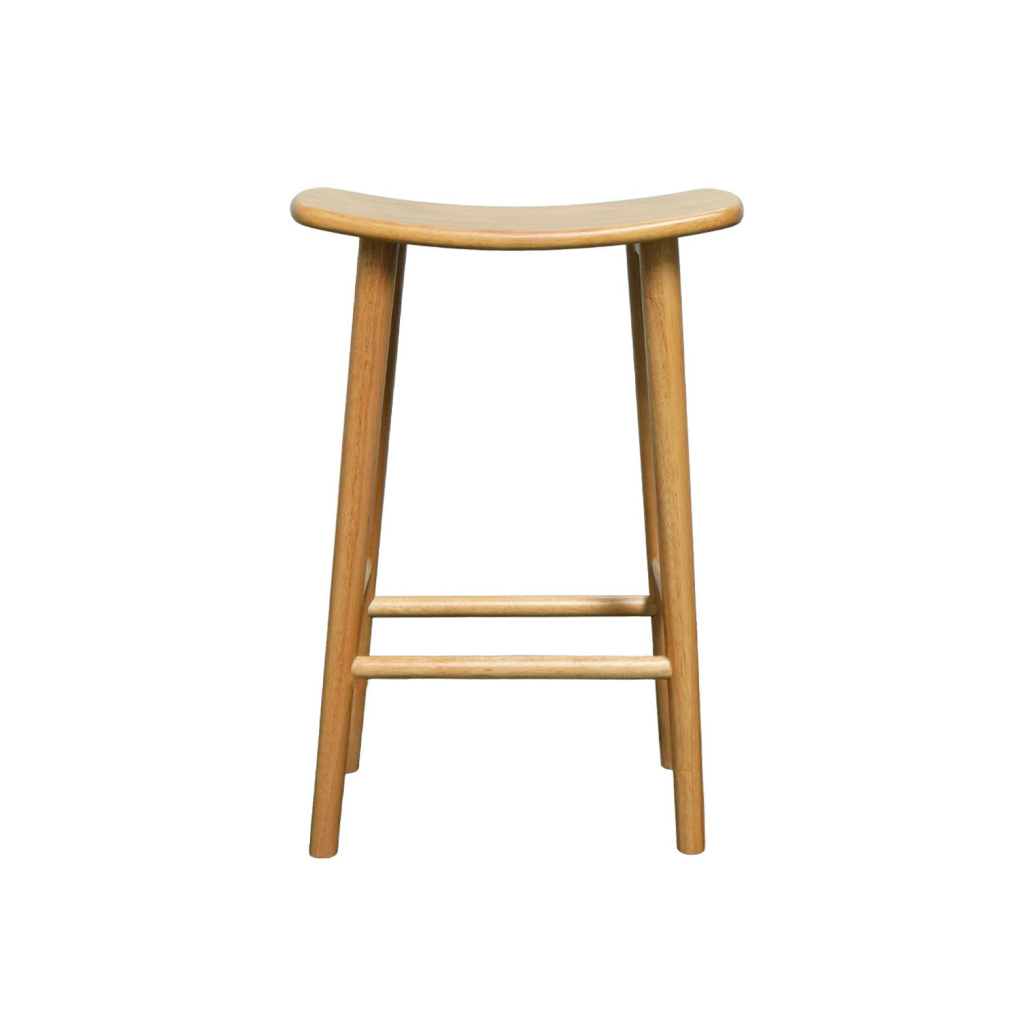 Lot de 2 tabourets de bar vintage bois d'hévéa teinte naturelle - 46 x 31 x 68 cm - Louna