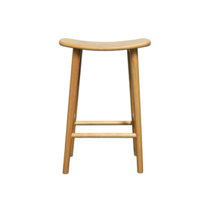 Lot de 2 tabourets de bar vintage bois d'hévéa teinte naturelle - 46 x 31 x 68 cm - Louna