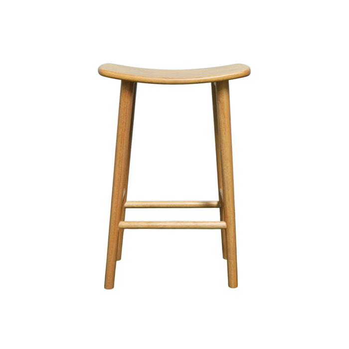 Lot de 2 tabourets de bar vintage bois d'hévéa teinte naturelle - 46 x 31 x 68 cm - Louna