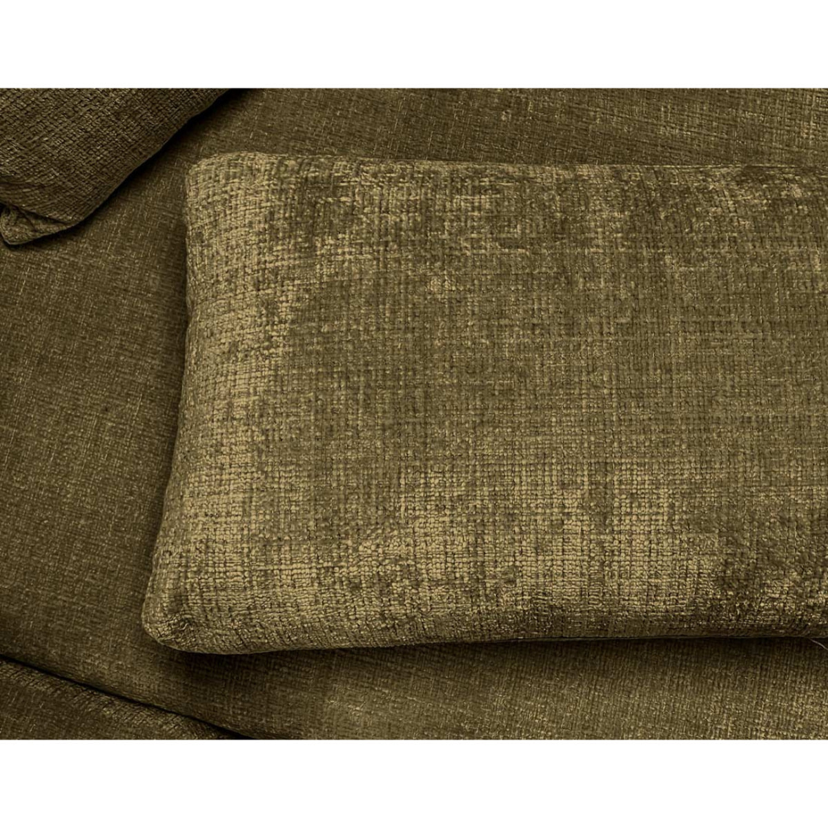Miro - Canapé d'angle droit 4 places convertible avec coffre en velours texturé - Vert Olive