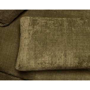 Miro - Canapé d'angle droit 4 places convertible avec coffre en velours texturé - Vert Olive
