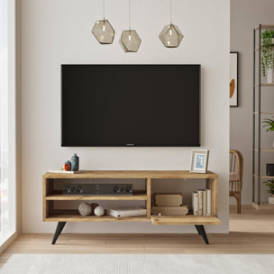 Mobile porta TV Dpavar, Credenza da soggiorno, Armadio basso per TV, Base parete attrezzata, 110x40h44 cm, Quercia