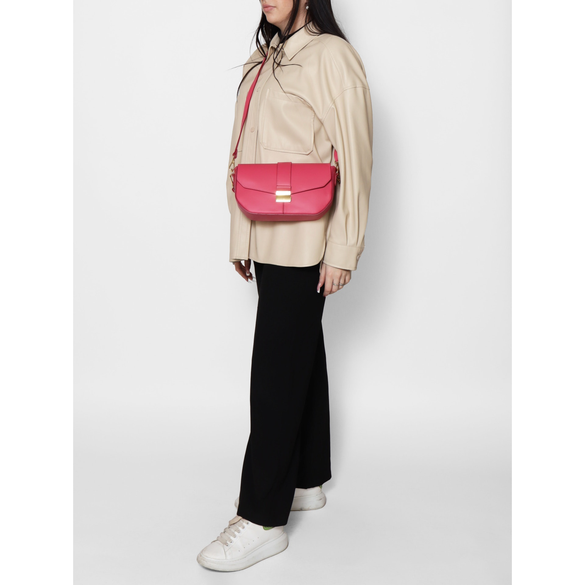 Borsa a spalla da donna - Modello False - Vera pelle - 27.0 x 15.0 x 7.0 cm