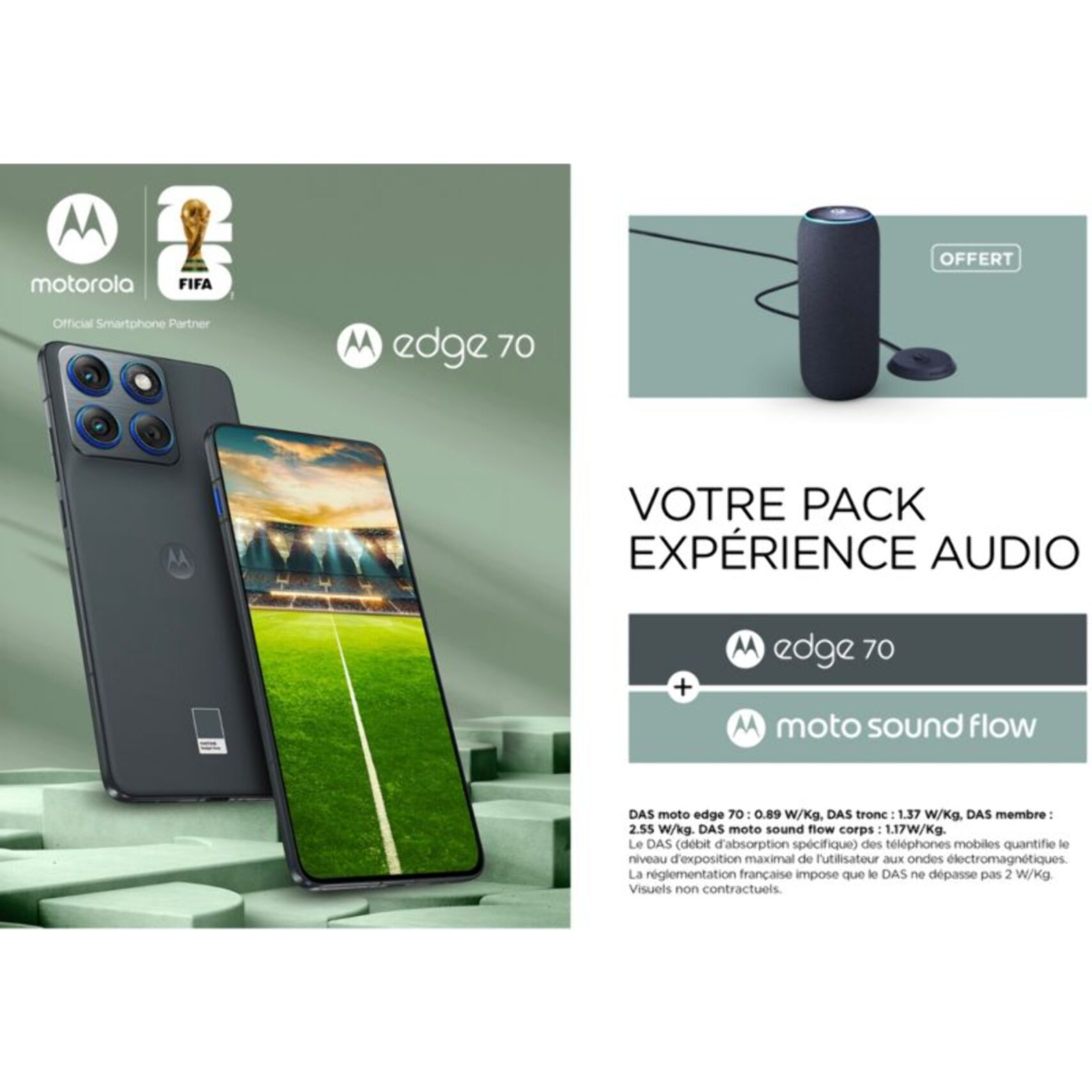 Smartphone MOTOROLA Pack Edge70 512Go Gris+Moto Sound Flow