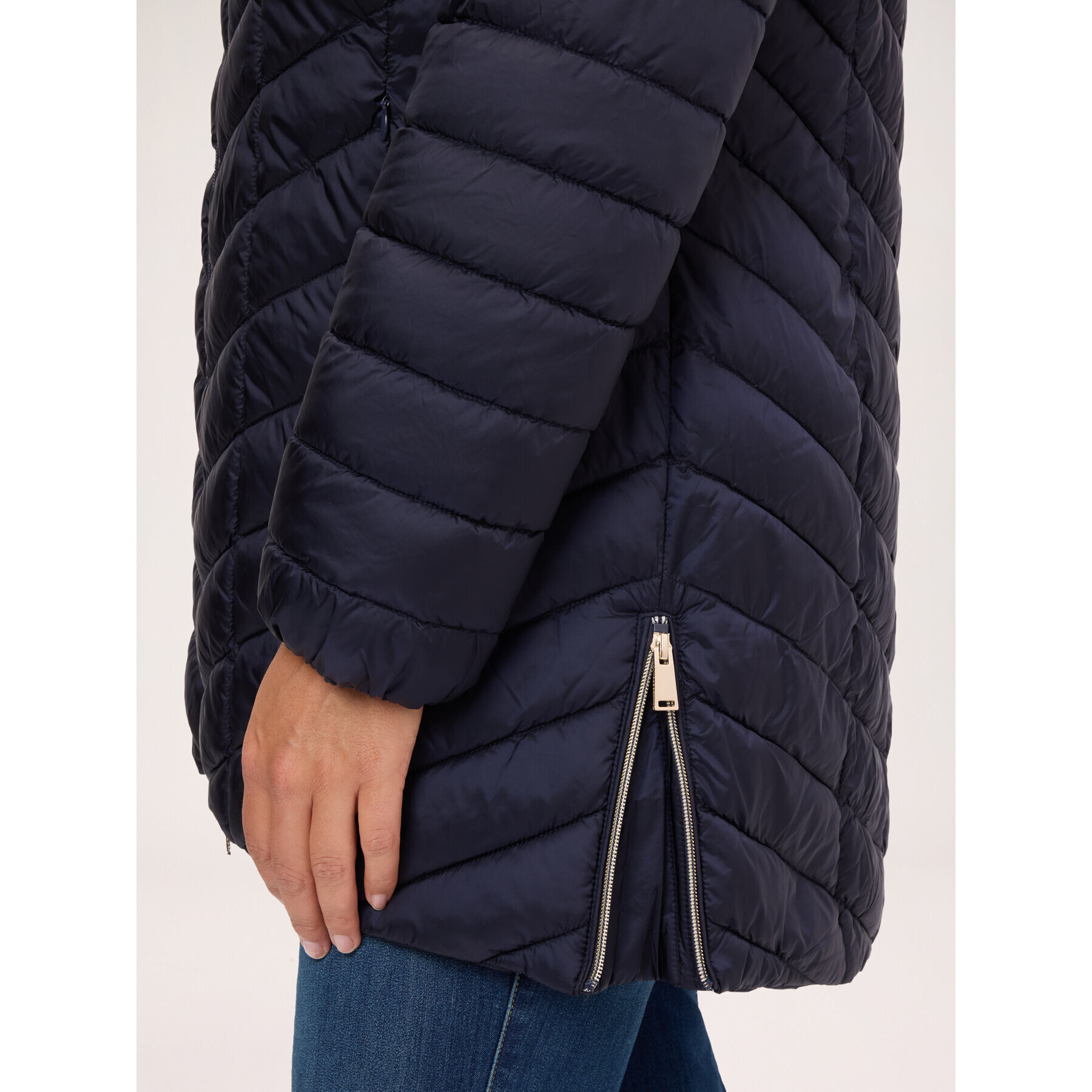 Fiorella Rubino - Piumino lightweight lungo con trapuntatura a chevron - Blu