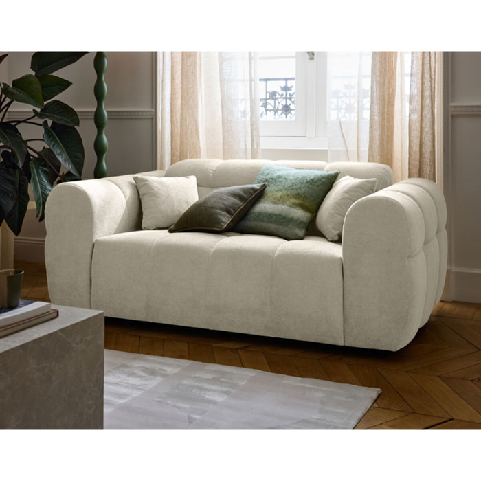 Ray - canapé droit 2 places en tissu texturé - Beige