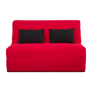 Banquette convertible Salma, matelas Simmons, 140 x 190 cm, 2 coussins offerts, rouge