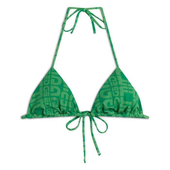 Top bikini a triangolo con logo all over