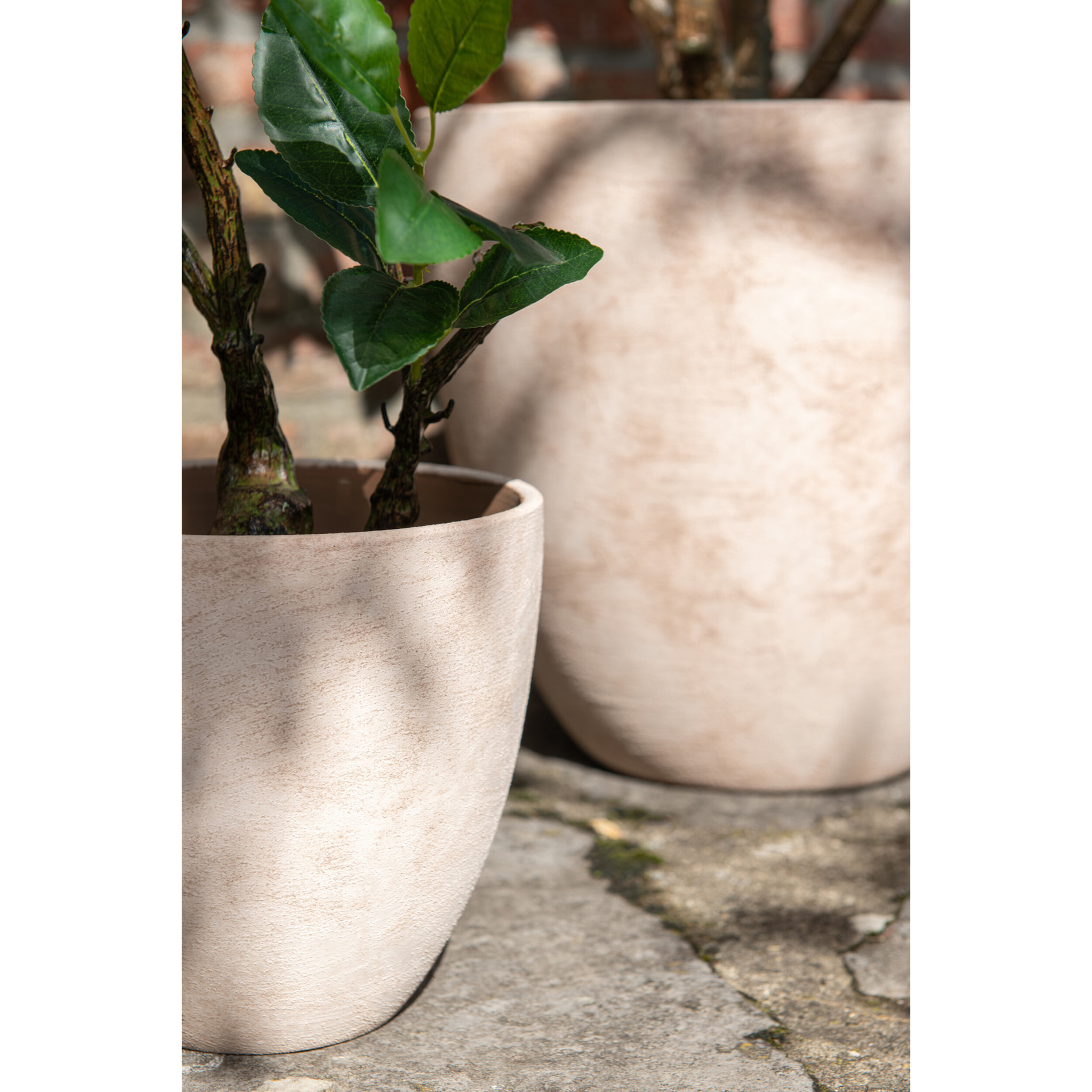 J-Line Cache-pot Rond - céramique - beige clair - medium