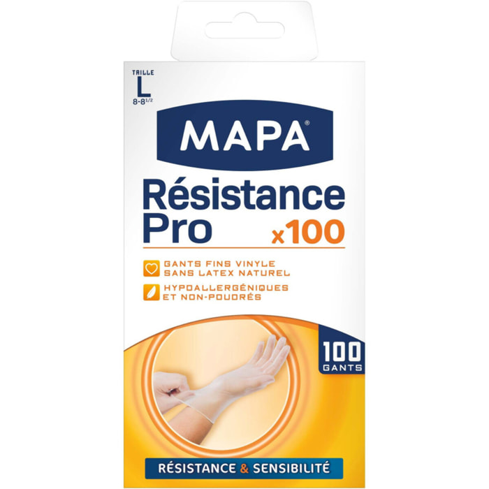 Mapa - 1 boite de 100 gants jetables Résistance Pro - T.L