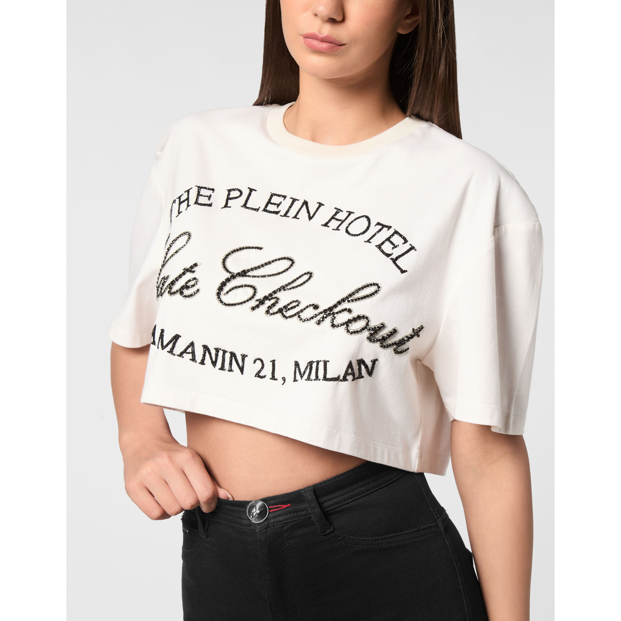 PHILIPP PLEIN T-Shirt Round Neck Ls CRYSTAL