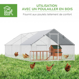 Enclos poulailler chenil 18 m² - parc grillagé dim. 6L x 3l x 2H m - espace couvert - acier galvanisé