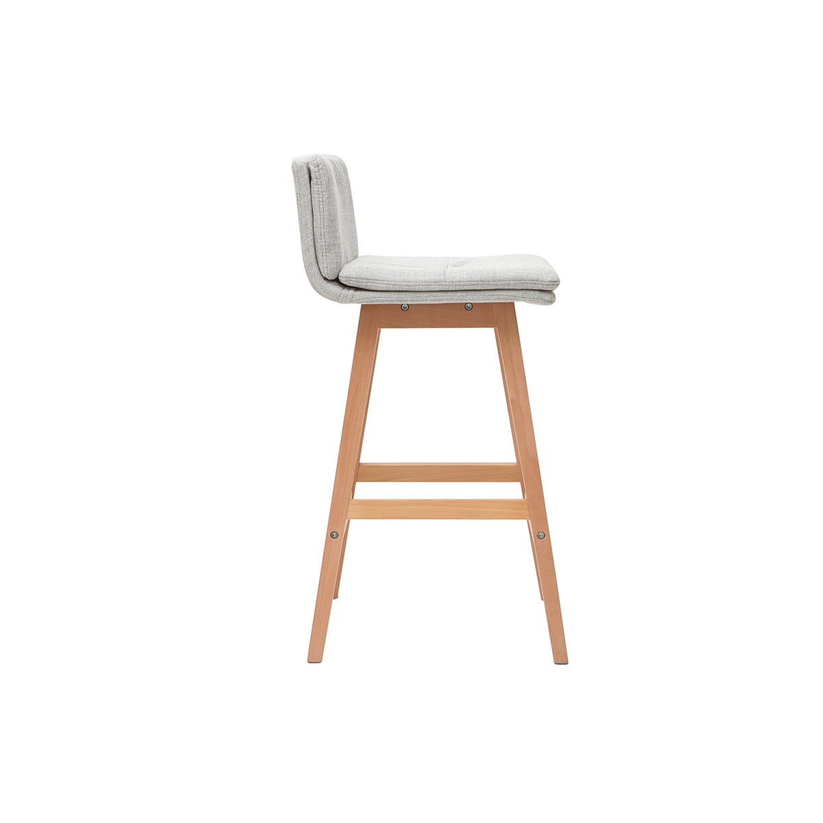 Tabouret de bar en tissu gris perle et bois (lot de 2) JOAN