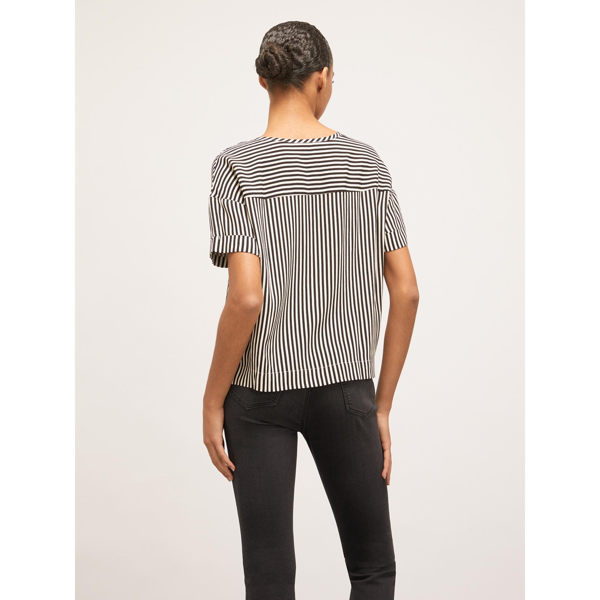 Motivi - Blusa fluida a righe - Nero