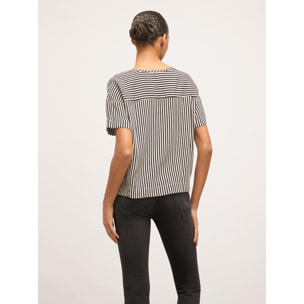 Motivi - Blusa fluida a righe - Nero